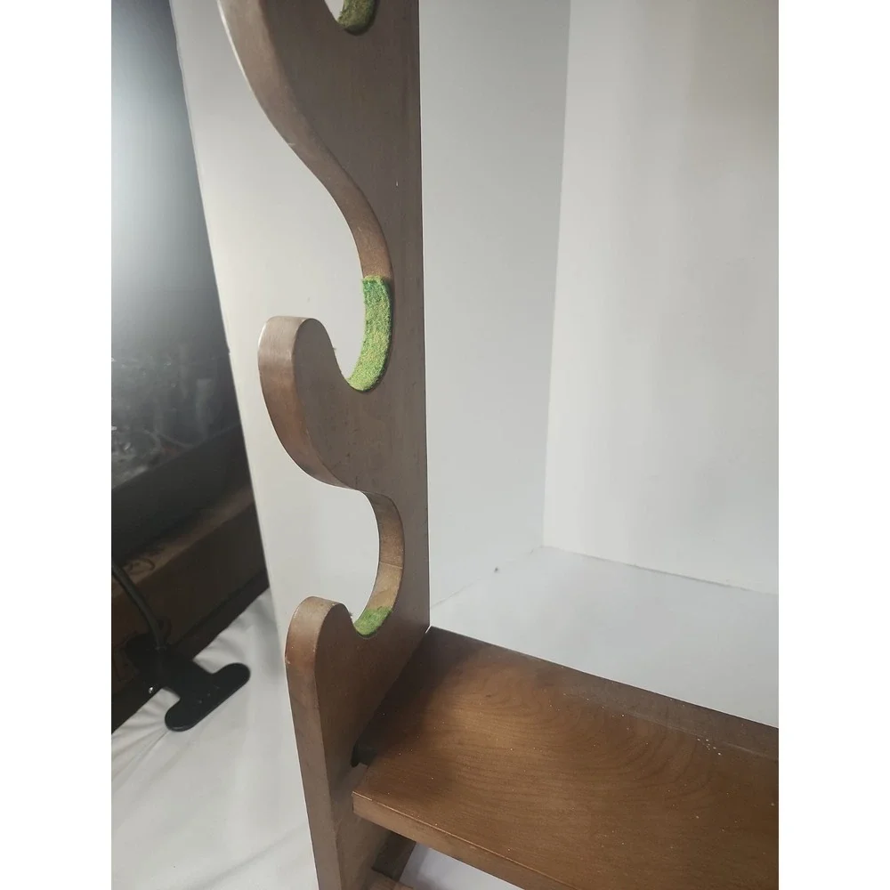 Vintage Wooden Gun Rack Holds 4 Guns 1 Shelf Hangers On Back